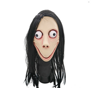 Máscara <span class=keywords><strong>de</strong></span> diablo <span class=keywords><strong>de</strong></span> terror para adultos con cabello largo, disfraz <span class=keywords><strong>de</strong></span> miedo Halloween espeluznante Cosplay fiesta decoración Prop, máscara <span class=keywords><strong>MOMO</strong></span> - Product Image 1