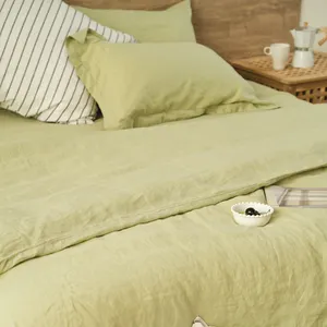 Luxury Designer Bedding Sets Flax Linen Sheet Set French Linen Bedroom Sheet Set