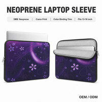 Funda floral para portátil, funda de neopreno a prueba de golpes con cremallera, funda con estampado de flores moradas en degradado para portátil, 5 tamaños