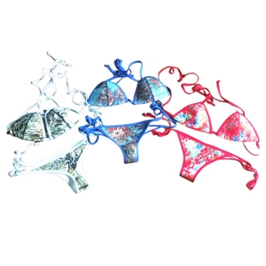 String deux pièces pour femmes haut à licou Triangle Bikini ensemble avec cravate côté bas Sexy maillot de bain maillots de bain - Product Image 3