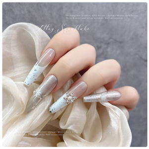 Adornos de <span class=keywords><strong>Uñas</strong></span> de Lujo <span class=keywords><strong>con</strong></span> Copos de Nieve 3D en Metal, Accesorios de Aleación Dorada y Plateada para Manicura Navideña - Product Image 3