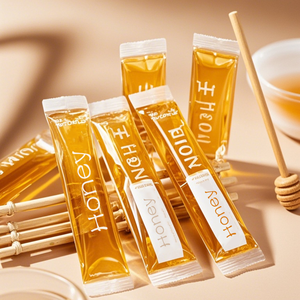 Tùy Chỉnh 10G 15G 20G Nhiệt Trở Lại Con Dấu Niêm Phong Mật Ong Gói Với Vàng Lá Xé Notches Mini Nhựa Bao Bì Chất Lỏng Túi - Product Image 1