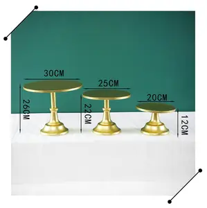Juego de 3 Soportes Dorados para Pasteles de Boda, Artículos Festivos y para Fiestas, Soporte de Exhibición para Postres con Colores Combinados - Product Image 1