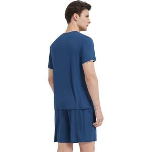 <b>Men's</b> Pajama Set <b>Short</b> Sleeve Bamboo Cotton Knitted Sleepwear Soft Summer <b>Pjs</b> Top And <b>Shorts</b> 2 Piece - Product Image 2
