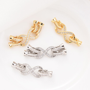South Wind Knows My Heart Fermoir en forme de huit en cuivre plaqué or et argent, composants de bijoux DIY pour connecteur de collier et bracelet - Product Image 2