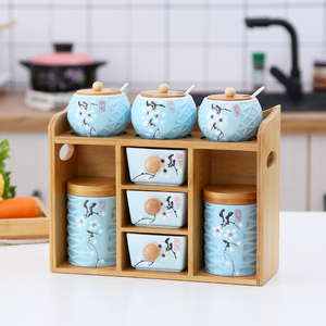 Ingrosso su misura 8 pz bottiglia di condimento alla rinfusa organizzatore di erbe in <span class=keywords><strong>ceramica</strong></span> bianca Set di barattoli di <span class=keywords><strong>spezie</strong></span> con coperchio e scaffale - Product Image 4