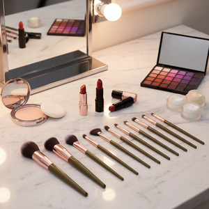 Juego de 13 Brochas de Maquillaje YUEXIU para Principiantes, de Pelo Sintético con Mango de Plástico, para Sombras de Ojos, Delineador, Sombras de Nariz, Puntos, Brillo Labial - Product Image 4