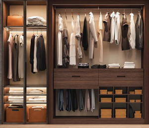 Armoire sur pied de style français haut de gamme, multi-espaces de rangement, chambre à coucher haut de gamme, crème clair - Product Image 1