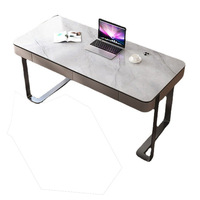Meubles italiens modernes de bureau à domicile en acier inoxydable bureau intégré table en pierre frittée pour bureau ou étude