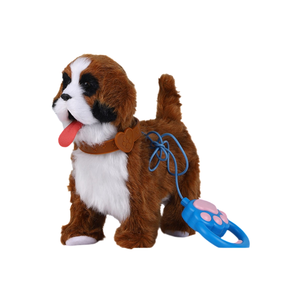 Jouet en peluche chat à cordon, motif rayures de tigre marron foncé, chat qui bouge et chante avec collier cœur rose, pour vente en gros aux zoos et boutiques de cadeaux - Product Image 4