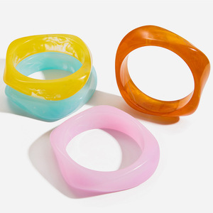Resin <b>Bangle</b> Geometric Shape Colorful Unisex Fashion Jewelry For Women <b>Men</b> Party Wedding Gift Accessory - Product Image 1