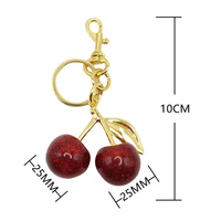 Meilleure Vente Exquise Breloque Pendentif Cerise en Cristal 3D Porte-clés Décoratif Durable Portable pour Sac à Main Sac à Bandoulière Haut de Gamme
