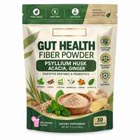 Complément alimentaire en fibres : Poudre de Psyllium avec Gingembre, Probiotiques, Menthe poivrée, Réglisse, Aloe Vera, Guimauve et Curcuma