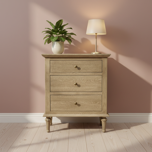 HL157-1 <span class=keywords><strong>Table</strong></span> <span class=keywords><strong>de</strong></span> <span class=keywords><strong>chevet</strong></span> à 3 tiroirs en chêne massif <span class=keywords><strong>de</strong></span> style classique rustique français, design antique, pour appartement et salon - Product Image 1