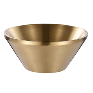 Brass Casted Korean Style Double Layer Salad Ramen Soup Bowl V-Shaped Kitchen <b>Tableware</b> Customized Metal Food Container Golden - Product Image 1