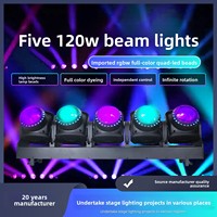 Barre de projecteurs mobiles LED innovante 5x120W RGBW 5-en-1 avec 120 grilles de LED RGB, faisceau hybride pixel et lumière de lavage, DMX512/activation sonore