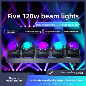 Barre <span class=keywords><strong>de</strong></span> projecteurs mobiles LED innovante 5x120W RGBW 5-en-1 avec 120 grilles <span class=keywords><strong>de</strong></span> LED RGB, faisceau hybride pixel et lumière <span class=keywords><strong>de</strong></span> lavage, DMX512/activation sonore - Product Image 2