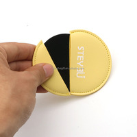 Miroir compact vide en cuir, unique, vierge, avec logo imprimé en soie par sublimation