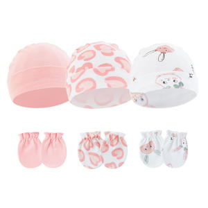 Eropa Amerika topi bayi baru lahir & sarung tangan antigores Set 2-Piece tanelle topi Beanie untuk 0-6 tahun bayi untuk musim panas - Product Image 1