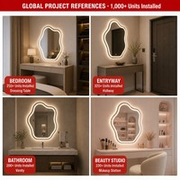 Miroir mural pleine longueur Fullkenlight Cloud Wavy Shape LED sans cadre avec rétroéclairage et capteur tactile, miroir de dressing mural pleine longueur