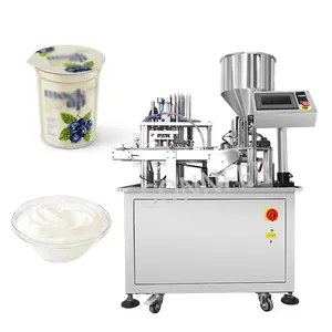 उच्च गुणवत्ता स्वत: रोटरी प्लास्टिक खट्टा क्रीम दही कप भरने और मशीन सील