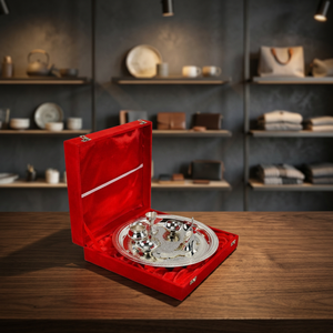 Coffret Cadeau Thali Aarti en Argent pour Pooja, Fait Main en Laiton avec Motif Gaufré, Logo Personnalisé, Marque M/S LIMITLESS HUNCH pour le Nouvel An Chinois - Product Image 2