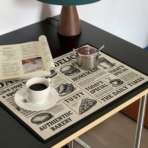<span class=keywords><strong>La</strong></span> Gastronomie <span class=keywords><strong>Gazette</strong></span> Doux Lin Imitation Tissu Imprimé Napperons Résistant À <span class=keywords><strong>La</strong></span> Chaleur Quotidien Nourriture <span class=keywords><strong>Journal</strong></span> Motif Tapis De Table - Product Image 4