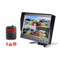 Alarme radar d'angle mort intelligente IA, moniteur de voiture 7 pouces, enregistreur DVR 4 canaux à écran partagé pour camion, bus, camping-car, fourgonnette, remorque, caméra IR