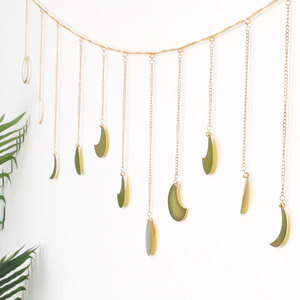 New Moon Phase Garland Decoración de pared <span class=keywords><strong>Boho</strong></span> <span class=keywords><strong>Chic</strong></span> Moda Metal Art Wall Hanging 13 <span class=keywords><strong>Adornos</strong></span> impermeables Oro Plata para dormitorio - Product Image 5