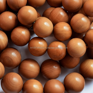 Perles rondes en bois de santal, artisanales, écologiques, parfum boisé doux, souvenirs et perles de prière Mala en vrac - Product Image 1