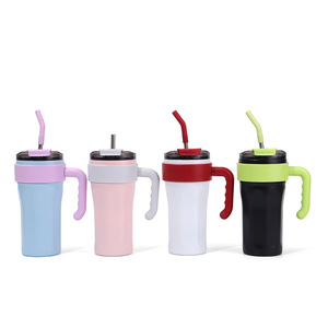 Bouteille <span class=keywords><strong>d</strong></span>'<span class=keywords><strong>eau</strong></span> de sport en acier inoxydable à double paroi avec couvercle en silicone, poignée en forme de glaçon, gobelet isotherme de 30 oz - Product Image 2
