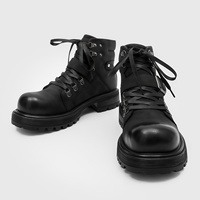 Bottes de travail pour hommes, style Martin, bout rond, semelle épaisse, lacets, style britannique, bottes décontractées