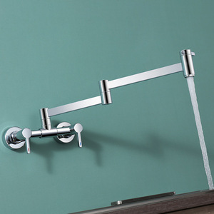 Deao laiton brossé Pot robinet de remplissage mural pliable robinet de <span class=keywords><strong>cuisine</strong></span> chaud et froid monotrou évier robinet rotation bec pliant - Product Image 6