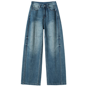 Nouveau <span class=keywords><strong>jean</strong></span> large à jambes larges doublé de <span class=keywords><strong>polaire</strong></span> super chaud pour femmes, style américain, couvrant la silhouette - Product Image 1