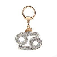 Porte-clés Lumineux en Alliage de Zinc avec Design Tressé Feng Shui, Strass en Cristal, Forme 3D Chat du Zodiaque 12 Signes, Diamant Scintillant