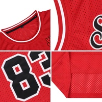 Desain Jersey Basket Ukuran Besar Terbaru, Bahan Polyester 100% Bernapas, Warna Hitam dan Merah, Seragam Custom Unisex