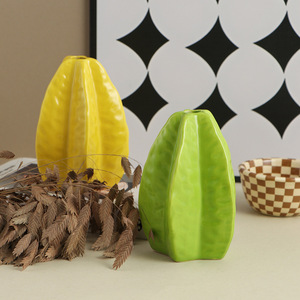 Jarrón <span class=keywords><strong>de</strong></span> Cerámica con Diseño Creativo <span class=keywords><strong>de</strong></span> <span class=keywords><strong>Carambola</strong></span>, Ecológico, Hecho a Mano, Estilo Art Deco, Decoración para Bodas, Hogar, Sala <span class=keywords><strong>de</strong></span> Estar, Comedor, Mesa - Product Image 1
