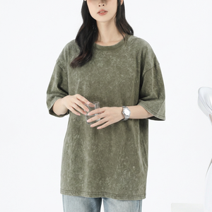 Wholesale Custom Unisex Vintage Acid Washed Oversized T-Shirt Slub Cotton Distressed Graphic <b>Ripped</b> Design 100% Cotton - Product Image 3