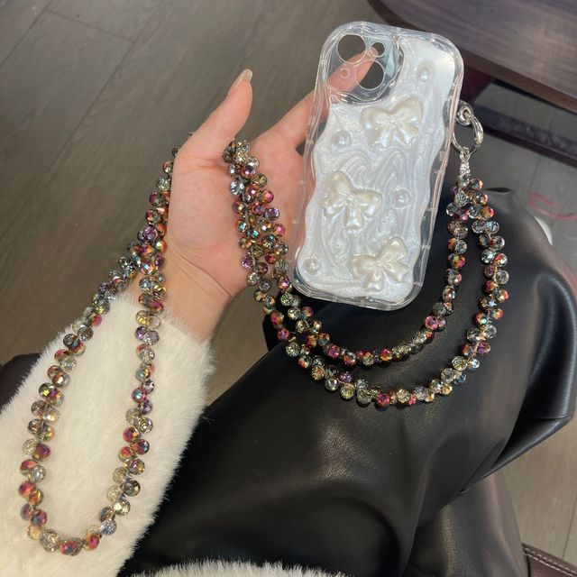 New black butterfly crystal alloy mobile phone chain diagonal chain anti-loss mobile phone strap diy cute creative ins