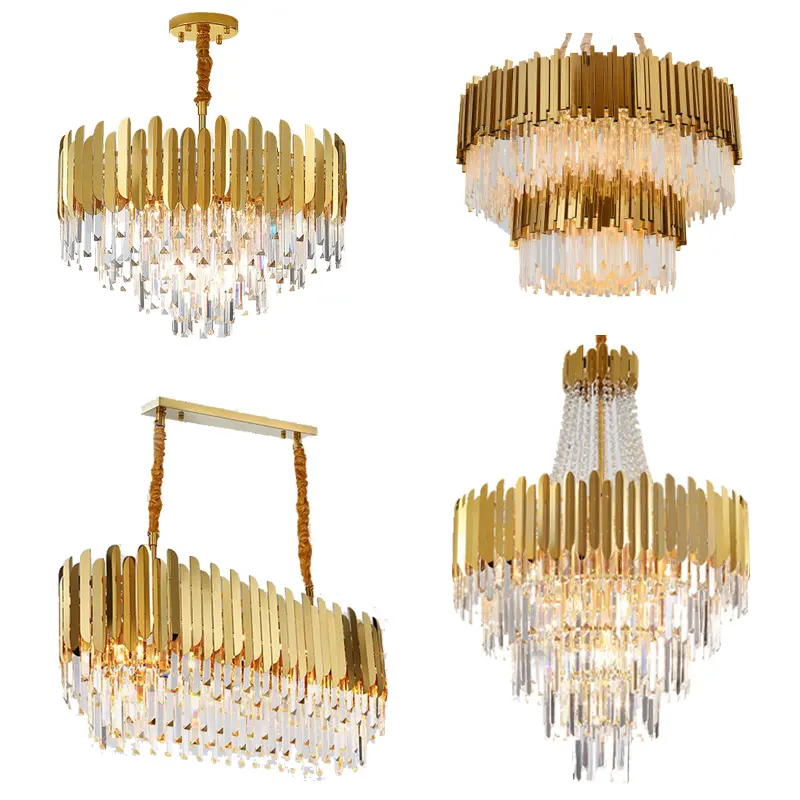 Modern Crystal Gold Chandelier Lighting LED Lamp Living Room Bedroom Decor Chandeliers Kitchen Indoor Light Fixtures