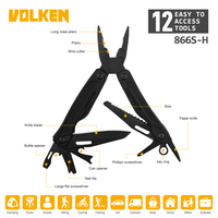 Workpro — couteau multi-fonctions de camping, pinces d'extérieur 13 en 1 en acier inoxydable trempé noir, multi-pliant