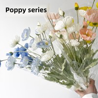 Bouquet de coquelicots en soie, fleurs artificielles haut de gamme, technique de flocage réaliste, décorations pour arrangements et centres de table