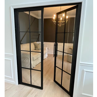 Puerta Francesa de Hierro, Diseño Clásico Directo de Fábrica, Insonorizada, con Doble Vidrio, Puerta Exterior para Patio