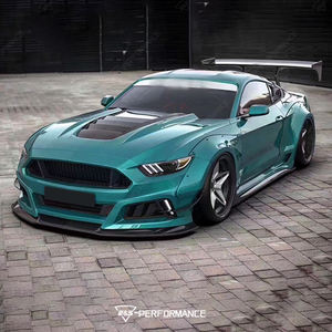 Accessoires automobiles : Kit carrosserie style large 2 en fibre de carbone pour <span class=keywords><strong>Mustang</strong></span>, nouveau pare-chocs avant robot, jupes latérales et capot - Product Image 4