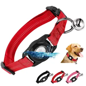 Recién llegado, collar para mascotas, collar de perro de nailon duradero, collar de perro de nailon ajustable con soporte airtag