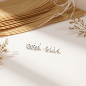 Set di 12 Orecchini in Acciaio Inossidabile con Perline di Diamanti Ziyan, Gioielli Minimalisti da Donna per Uso Quotidiano - Product Image 3