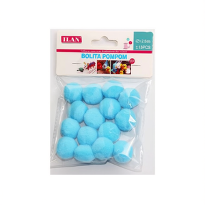 Pompon Ilan 2,5 cm colore cielo blu, materiali per artigianato e progetti fai da te - Product Image 2