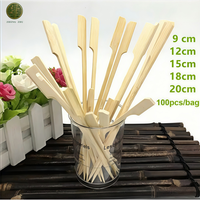 Brochettes plates en bambou lisses et sans éclats, personnalisables, pour grillades Teppo