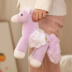 Grosir Hadiah Gadis Fantasi Boneka Pegasus Mewah Boneka Hewan Unicorn dengan Sayap Flap