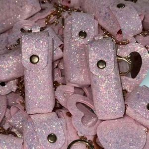 PU New Sparkly Lipstick Case with <b>Mirror</b> Portable Lip Gloss Coin Purse Mini Makeup Bag Organizer Keychain Fashion Gift Wholesale - Product Image 2